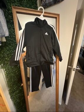 adidas Black and White Kids Track Jacket & Pants Set